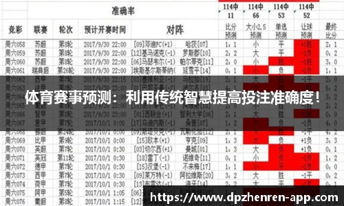 体育赛事预测：利用传统智慧提高投注准确度！